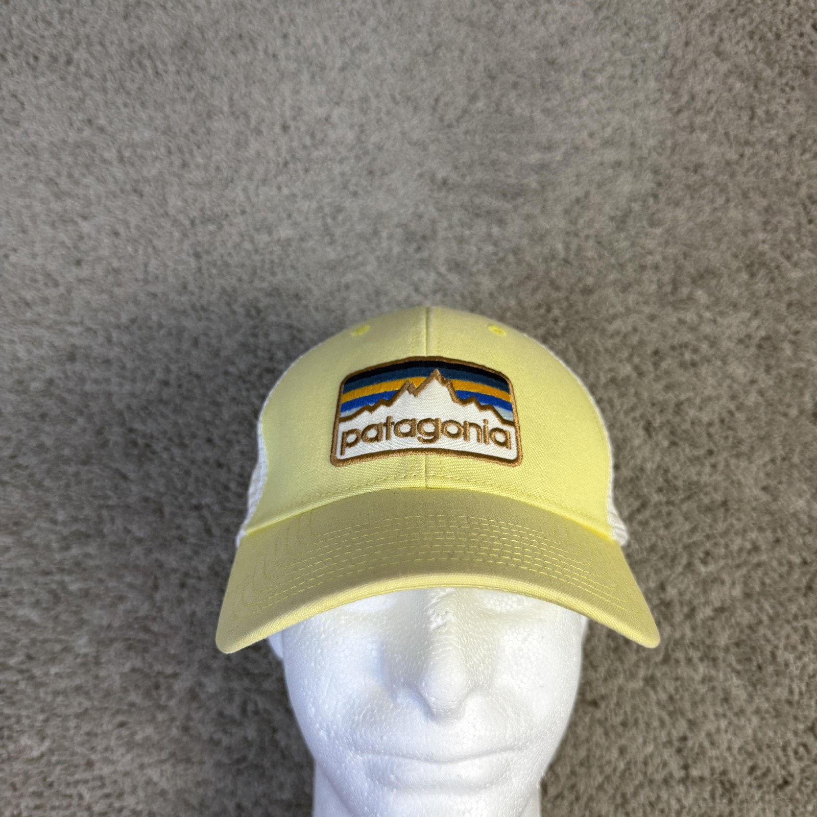 Patagonia Hat Cap Strap Back Mens One Size Yellow Trucker Mesh Back Adjustable